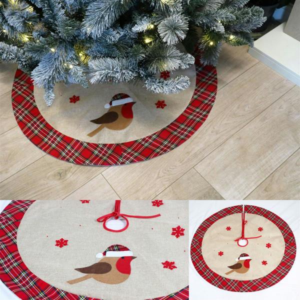 40cm Robin Christmas Tree Skirt in Thick Hessian with Double-Layer Finish image 3