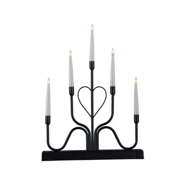 Samuel Alexander 32cm Battery Operated Light up Black Metal Heart Christmas Candlebridge with 5 Warm White LEDs