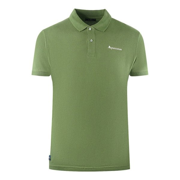 Aquascutum Brand Logo Plain Polo Shirt - Army Green