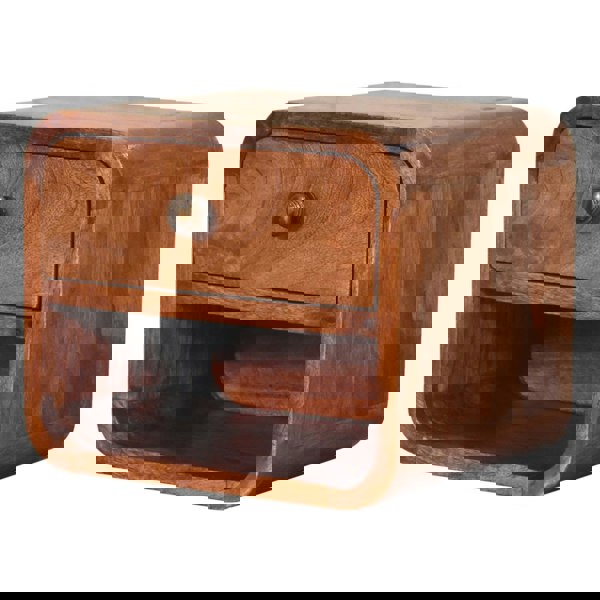 Artisan Furniture Solid Wood Mini Honey Caramel Wall Mounted Bedside with Open Slot