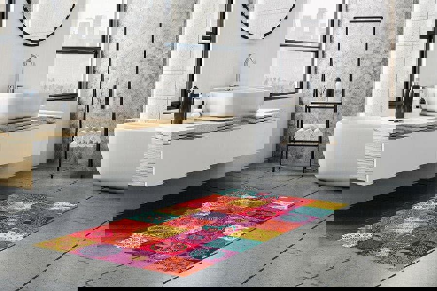 WFM6109 - Colourful Mandala Tiles Rug Mat 120cm x 60 cm