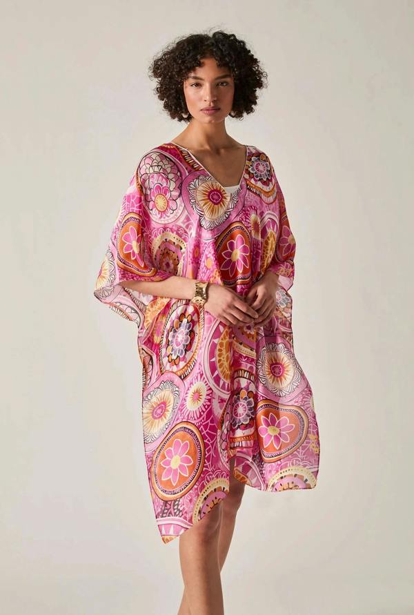 James Lakeland Pink Mandala Print Kaftan