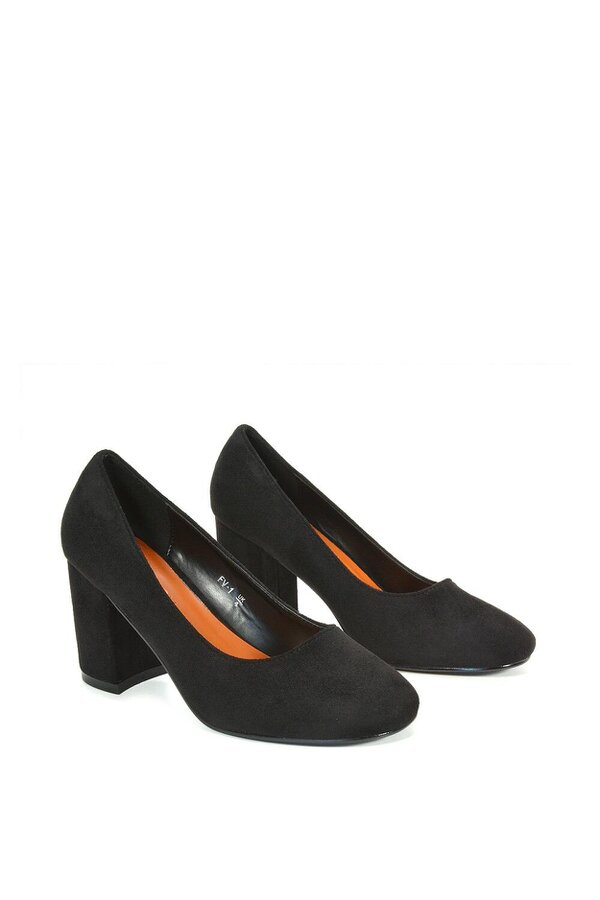XY LONDON Round Toe Mid Block Heel Court Shoe Heels