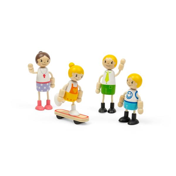 Tidlo White Family Dolls | 5 Pcs Small Wooden Doll Set