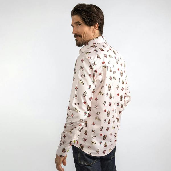 TRADITIONAL TATTOO ART PRINT SHIRT - Premium Men's Patterned Shirt by Claudio Lugli | Bold Design, Tailored Fit, Best Printed Shirts