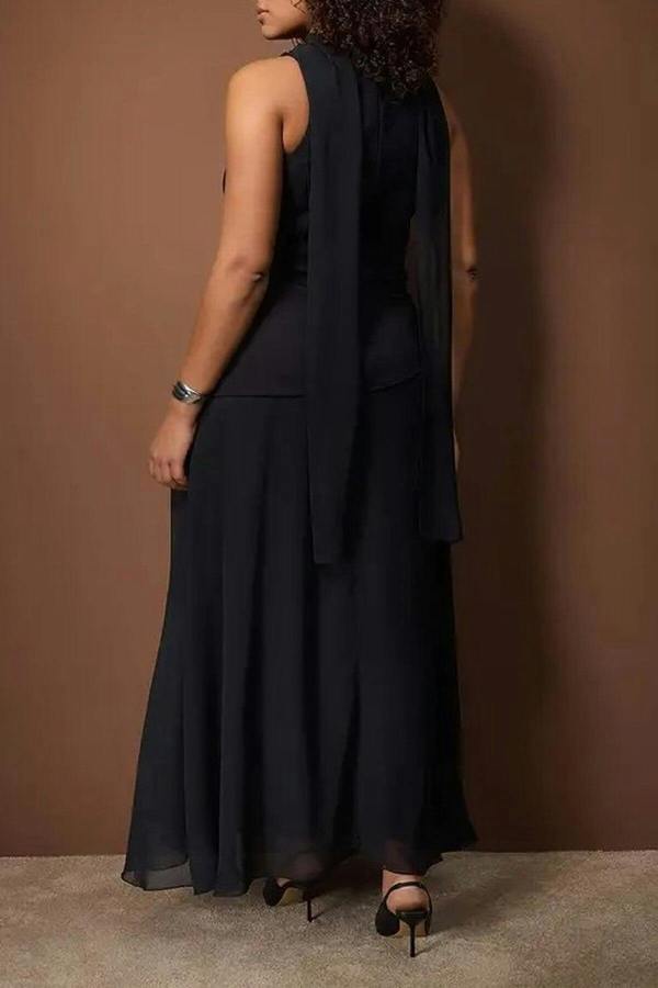 WOVCOR Chiffon Woven Plus Size Evening Dress