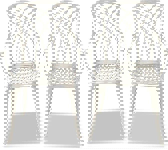 Centurion Supports Oshowa 2-Large Garden and Patio Bistro Chairs with Armrests in Cast Aluminium White