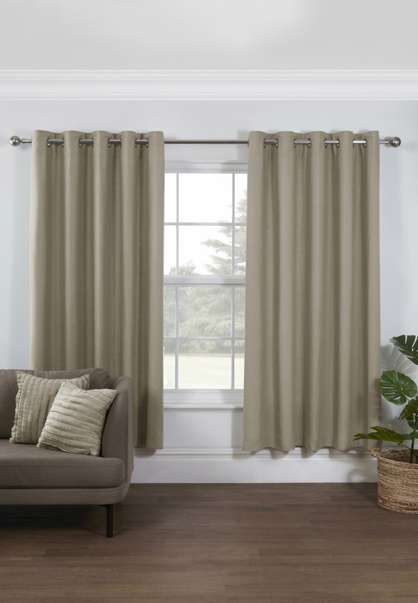 Lazy Linen Pure Washed Linen Lined Eyelet Curtains - Rose Gold