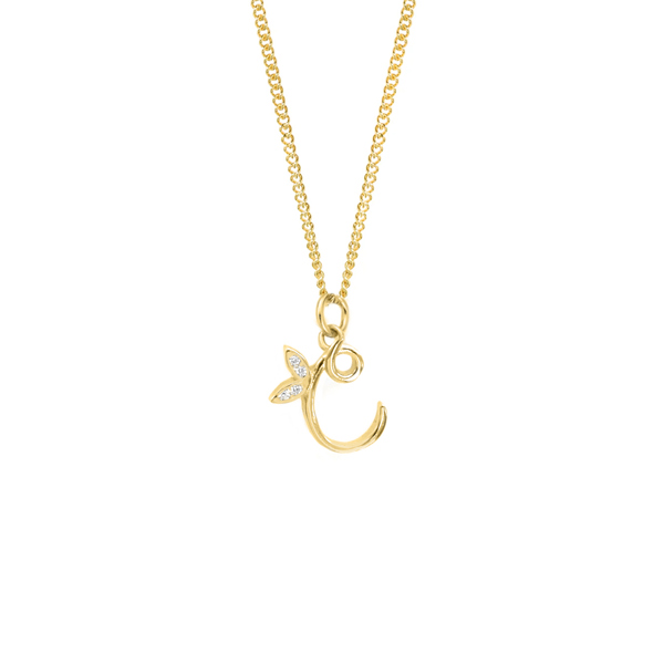 Say It With Dainty Winged Initial Charm Necklace - Sterling Silver