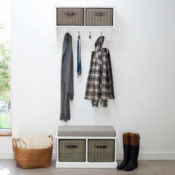 Tetbury Hallway Set with Storage Baskets and Cushion Seat