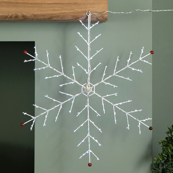 Samuel Alexander 50 x 50cm Light up Metal Christmas Snowflake with 132 Multi-Action White LEDs