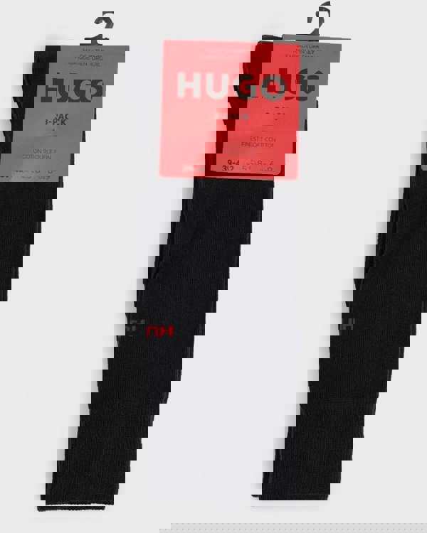 HUGO Mens 3-Pack of Regular Length Socks with Logo Details NOS - Black 001