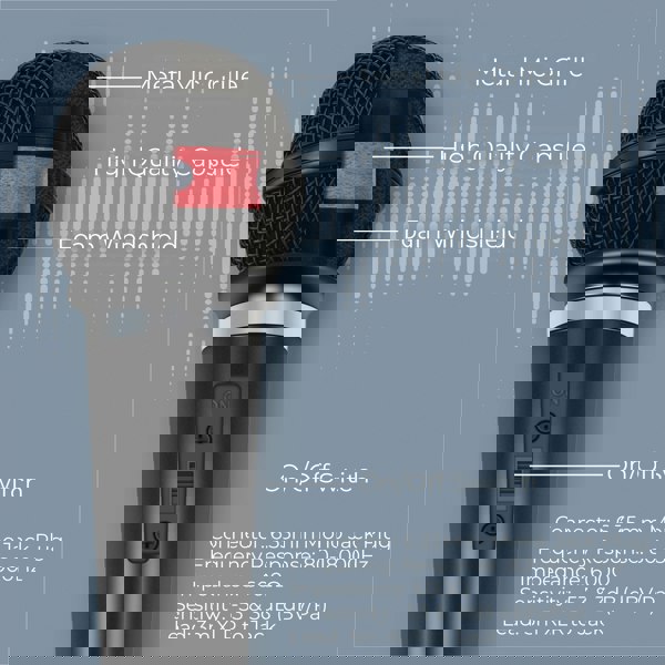 Mr Entertainer Soundlab Dynamic Vocal Microphone With Fixed 3m 6.35mm Jack Lead Black