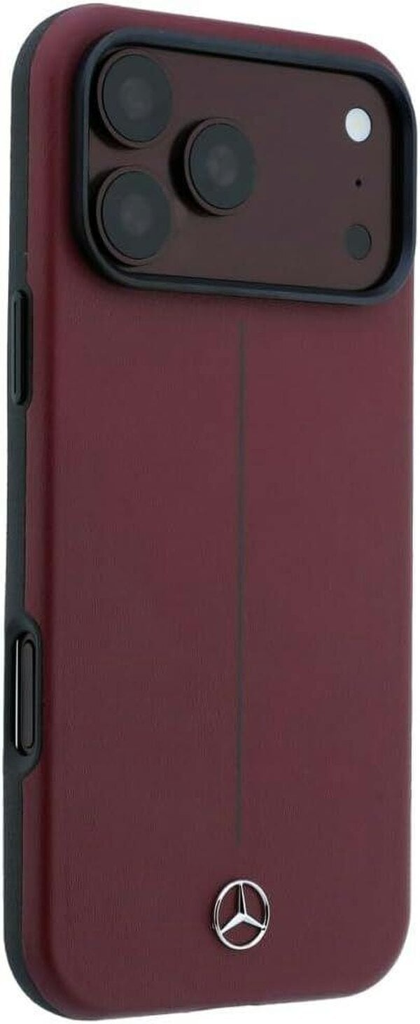 Mercedes Leather Semi Wrap Iconic Line Case with MagSafe for iPhone 17/18 Pro Max 6.9" Burgundy - MEHMP18X25PFWSTR