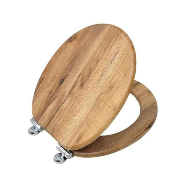 RTS Teak Oak MDF Close Toilet Seat