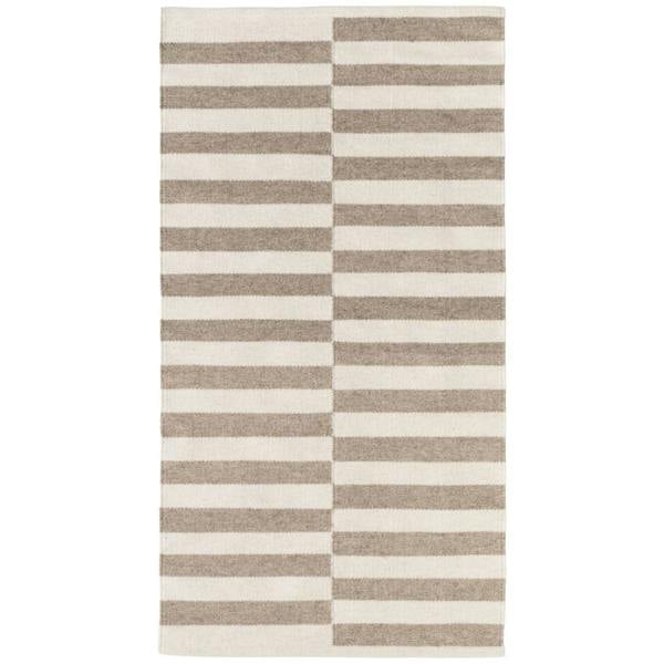 Vika Grey wool rug, striped design, reversible, underfloor heating, hand-woven, easy-care rug.