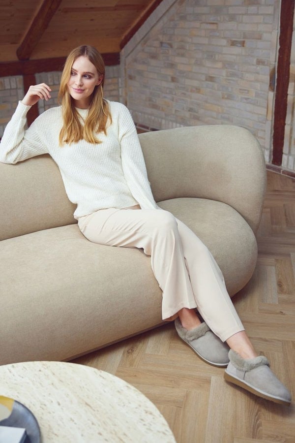 Hard Sole Slipper Light Grey