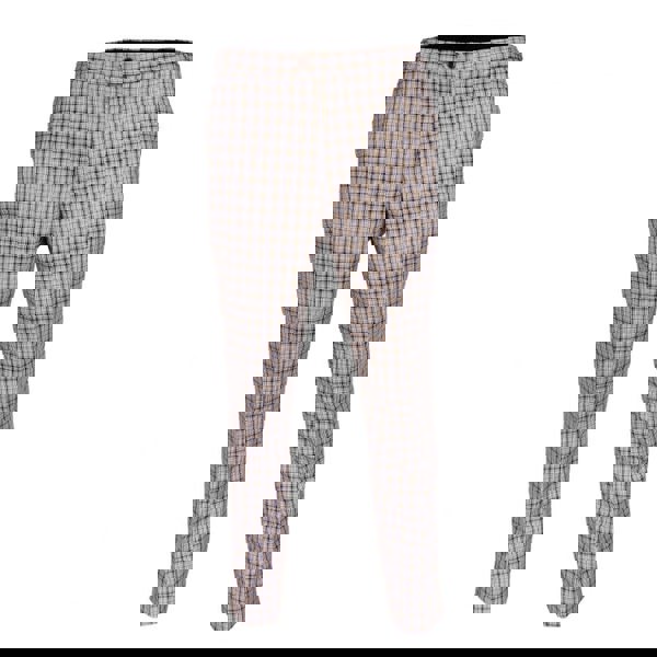 David WeJ Check Smart Trousers with Side Adjusters - Royal Cream