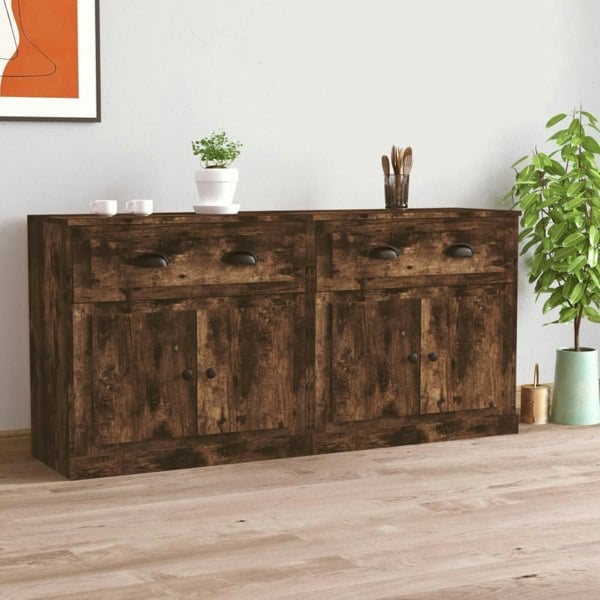 Berkfield Sideboards 2 pcs Smoked Oak Engineered Wood