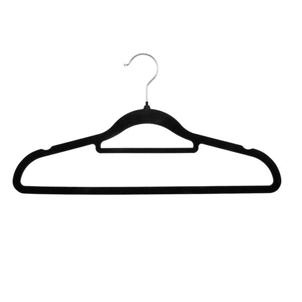 Gr8 Home Pack of 20 Black Non Slip Flocked Velvet Coat Hangers Space Saving Trouser Bar
