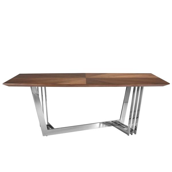 Angel Cerdá Oval Barrel walnut and chrome-plated steel dining table 1097