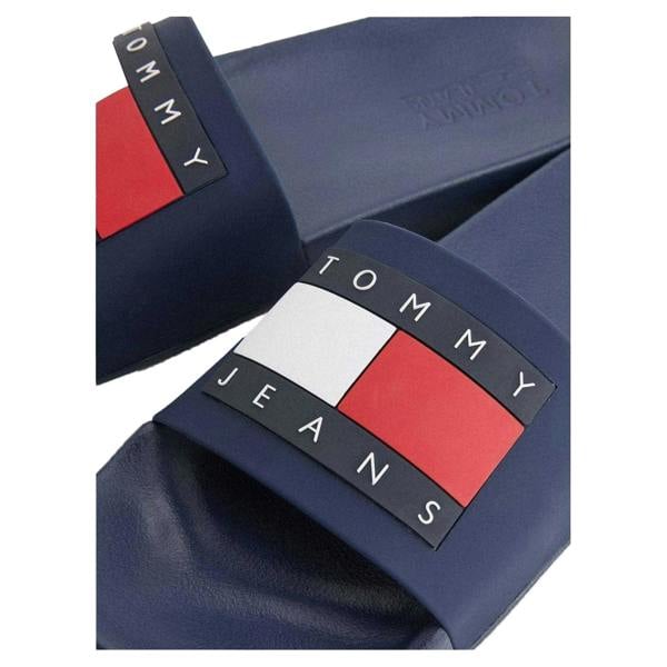 Tommy Jeans Mens Flag Logo Moulded Footbed Sliders - Navy - 