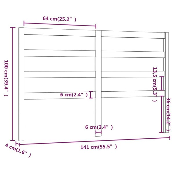 Berkfield Bed Headboard 141x4x100 cm Solid Wood Pine