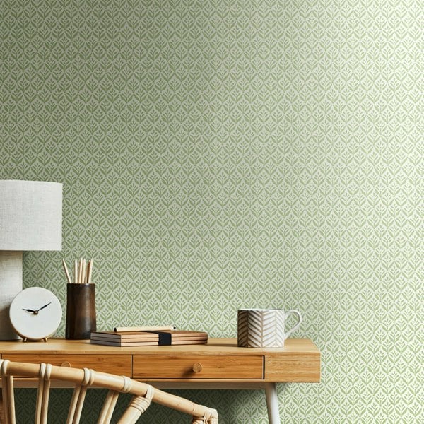 Hoopla Walls Mini Leaf - Avocado 10m Wallpaper