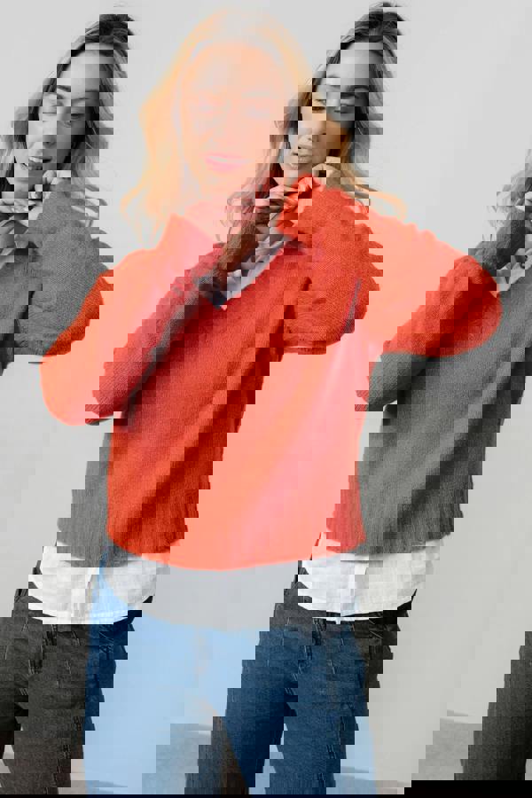 Lily & Me Woodchester V-Neck Boxy Knit Jumper Red