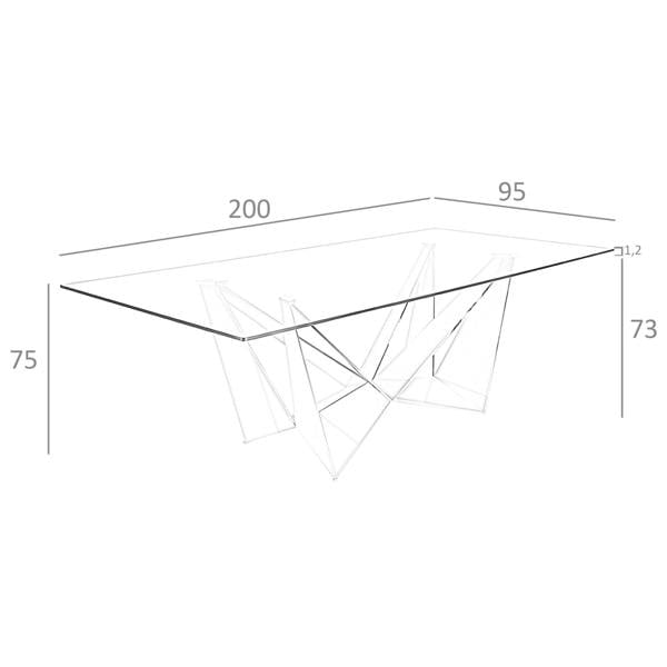 Angel Cerdá Rectangular tempered glass and black steel dining table 1128