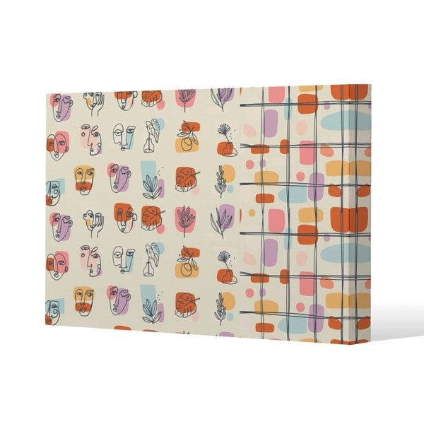 Benjamin Tate Design Leaves and Flowers, Abstract shapes Slim Style Canvas Print  70x100cm , 15mm Slim Real wood.
