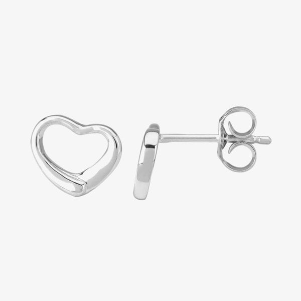 T. H. Baker Sterling Silver Heart Frame Stud Earrings P8228E