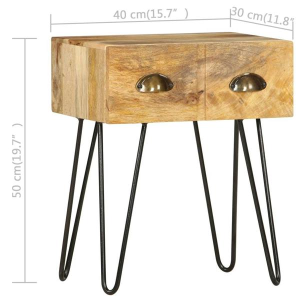 Berkfield Bedside Cabinet 40x30x50 cm Solid Mango Wood