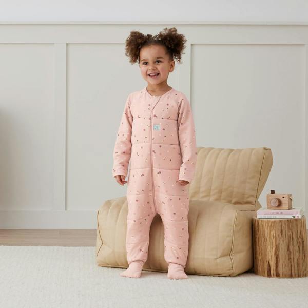 ergoPouch - Organic Winter Long Sleeved Sleep Onesie - Daisies - 2.5 TOG