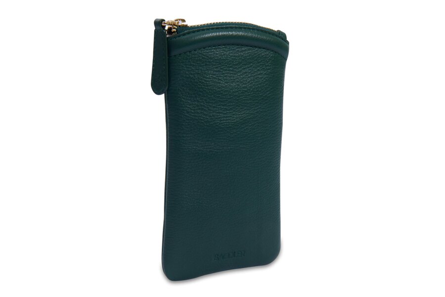 SADDLER "Mabel" Zip Top Real Leather Glasses Case with Card Holder (Gift Boxed) - Green