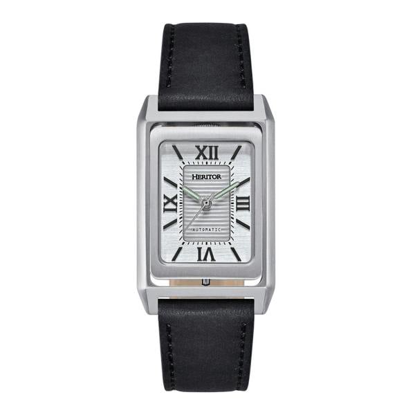 Heritor Automatic Esteban Leather Band Watch - Silver/Silver - HERHS4203