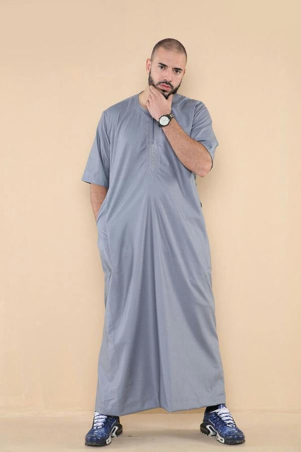 Infinity Leather Mens Thobe Jubba Islamic Arab Moroccan Saudi Zipped Kaftan Arab Robe