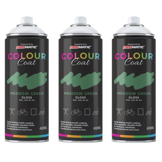 Colour Coat 3X Meadow Green RAL 140 50 50 Gloss Spray Paint 400ml