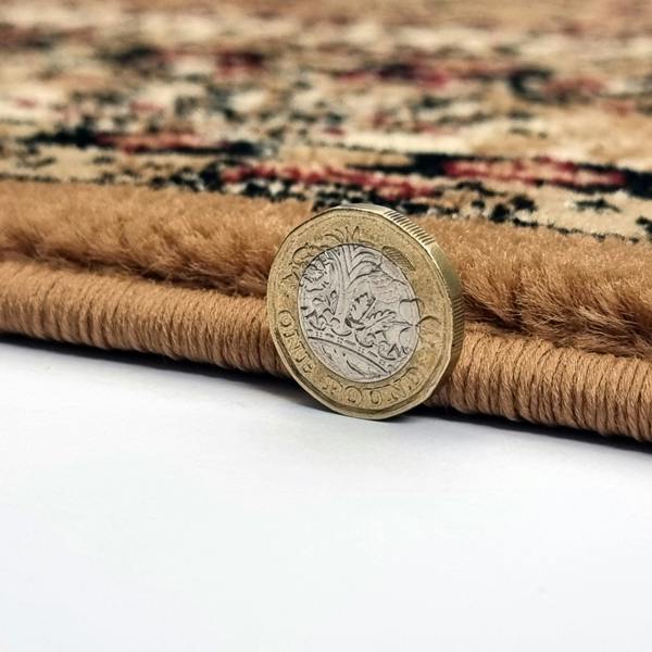 Thick Beige Oriental Rug for Living Room, Traditional Vintage Style