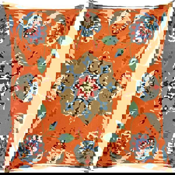 Furn Folk Floral Cushion Cover - Orange - 