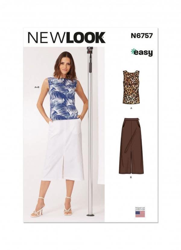 New Look Sewing Pattern 6757, Tops, Skirts for Women, 10-12-14-16-18-20-22 - Easy