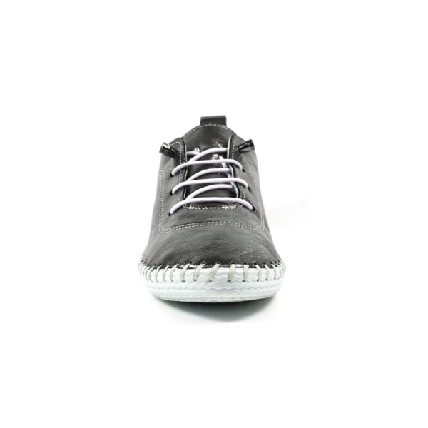 Lunar Women's St Ives Metallic Leather Plimsolls - Pewter