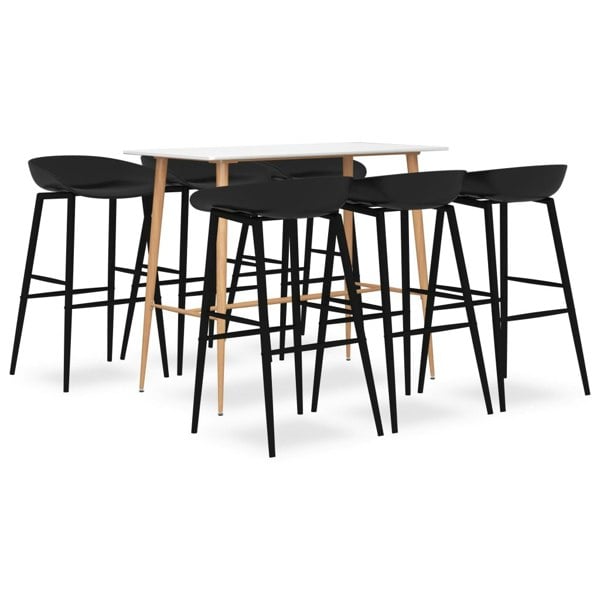 Berkfield 7 Piece Bar Set White and Black