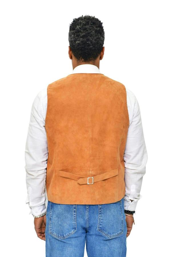 Infinity Leather Mens Classic Goat Suede Leather Waistcoat-Norwich
