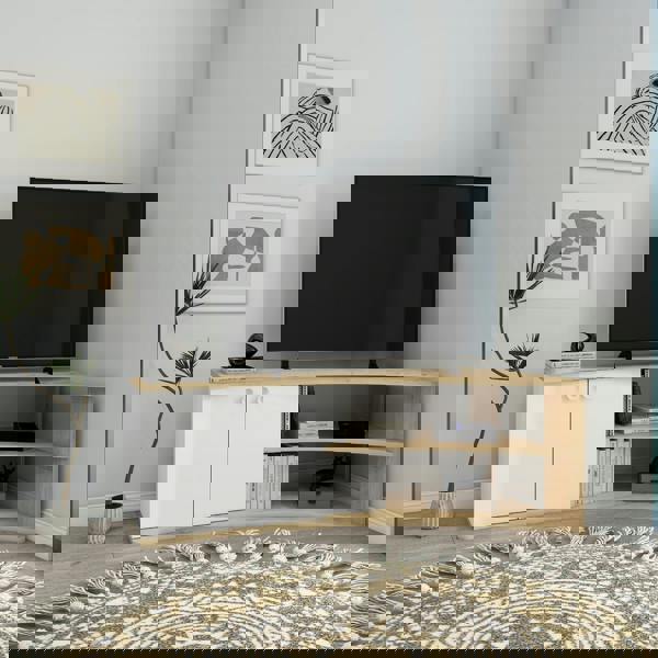 Destina Home Corner TV Stand Reversible Entertainment Center for TVs up to 60"-Dion