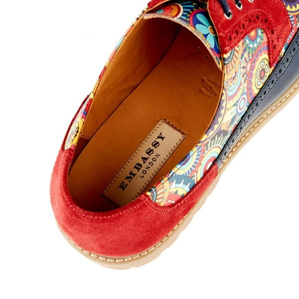 Embassy London Cyclone - Red Signature - Men's chunky sole leather shoe in multicolour leather