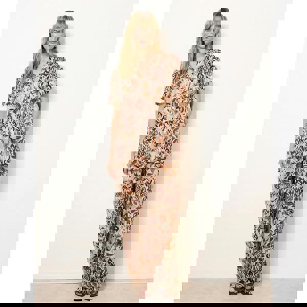 Blue Vanilla Paisley V Neck Collarless Shirt