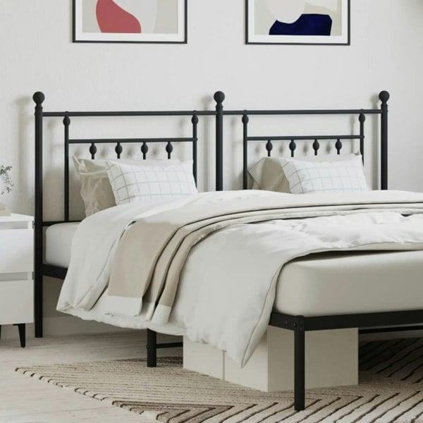 Berkfield Metal Headboard Black 180 cm