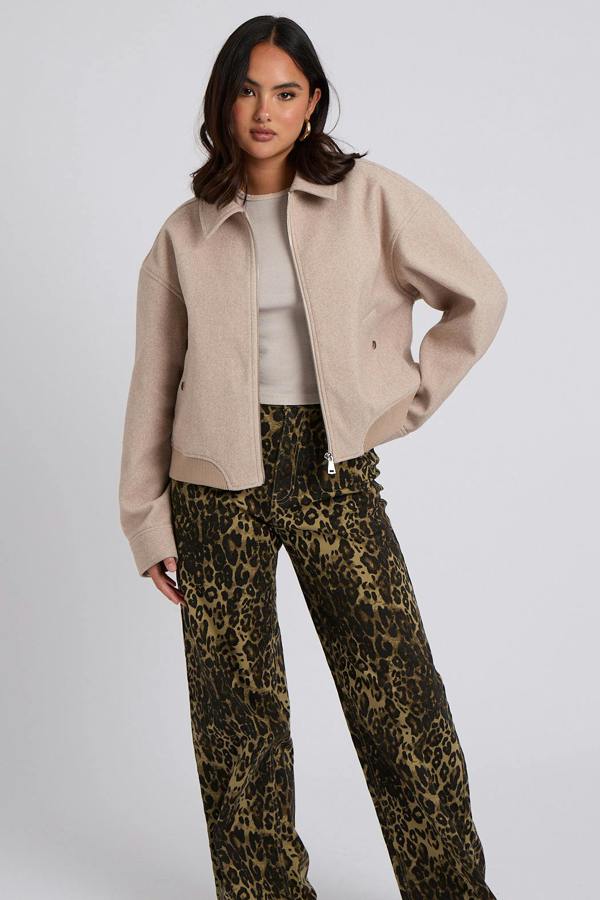 Urban Bliss Oatmeal Bomber Jacket