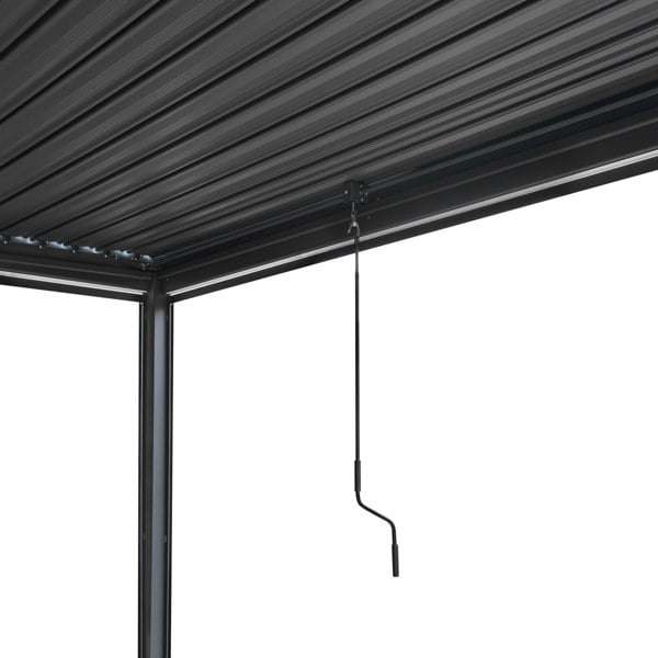 Monstershop Anthracite Aluminium Pergola With LED Lights & 2 x Shutter Panels - 3m x 4m